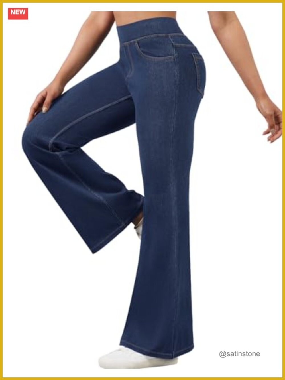 High Waisted Pull On Flare Jeans with 4 Functional Pockets